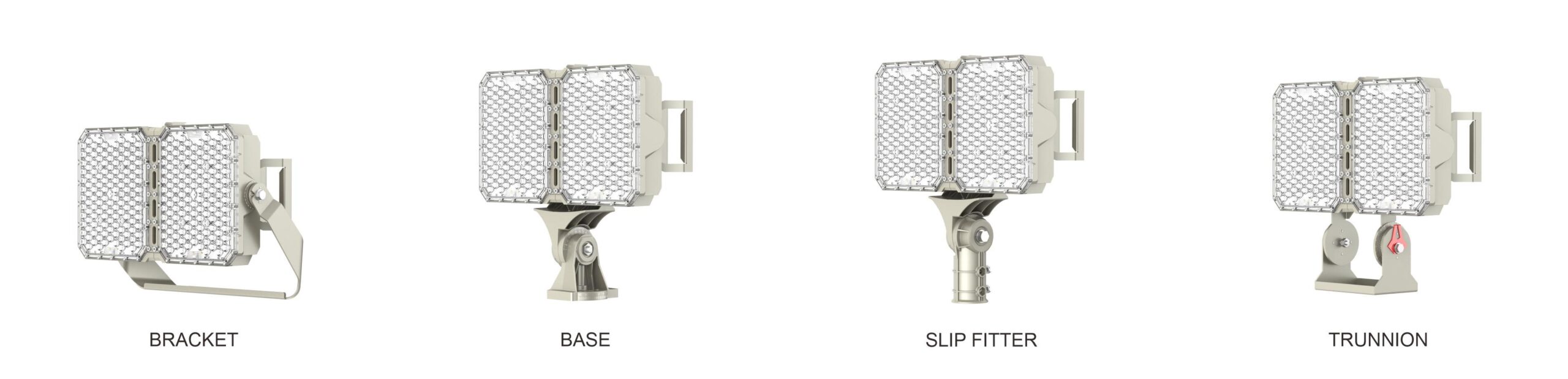 Luminaria deportiva G24 con opciones de montaje high mast para postes altos